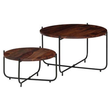 vidaXL 2-delige Salontafelset 60x35 cm massief acaciahout, Huis en Inrichting, Verzenden, Nieuw