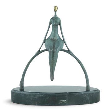 Césaro - Sculpture, Female Sitting on Arched Form - 23 cm -