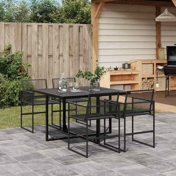 vidaXL 5-delige Tuinset poly rattan zwart, Verzenden, Tuinset
