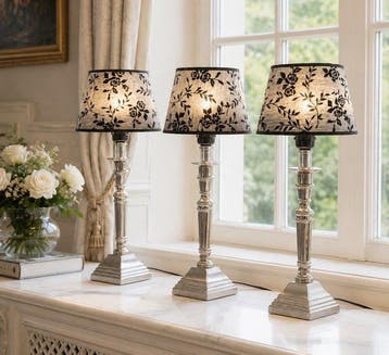 Tafellamp (3) - Zilverlook tafel lampen lot van drie -