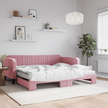 vidaXL Slaapbank onderschuifbed en matrassen 100x200 cm, Verzenden