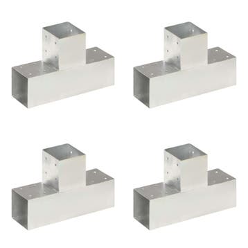 vidaXL Paalverbindingen 4 st T-vorm 91x91 mm gegalvaniseerd, Verzenden, Nieuw