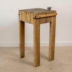 Werkbank - vintage slagersblok - hard hout