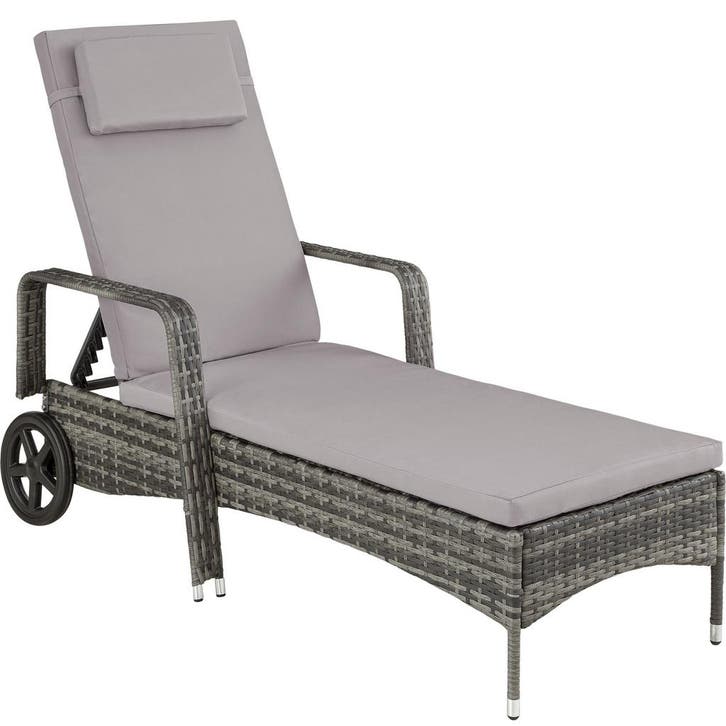 tectake Wicker ligbed Cassis - grijs, Tuin en Terras, Tuinsets en Loungesets, Verzenden