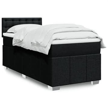 vidaXL Boxspring met matras stof zwart 80x200 cm, Verzenden
