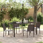 vidaXL Tuin Eettafel Set 5 pcs Bruin en Zwart PE Riet, Verzenden, Nieuw