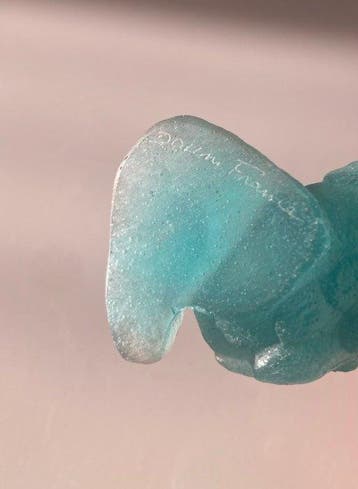 Daum - Sculpture, Paon perché - 12.5 cm - Pate de verre -
