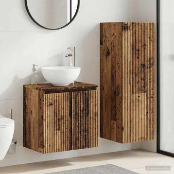 vidaXL Badkamermeubel Set 2 st Oud hout 33 x 34,5 x 100 cm, Maison & Meubles, Tables | Coiffeuses, Verzenden