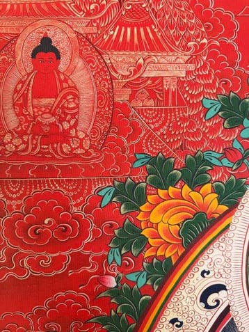 Tibetaanse boeddhistische thangka met voorstelling van Witte