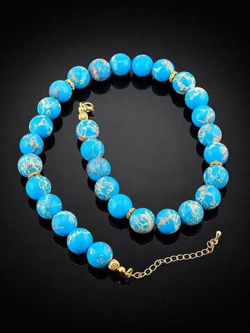 Collier rond en jaspe bleu - argent sterling 925 - bijoux en