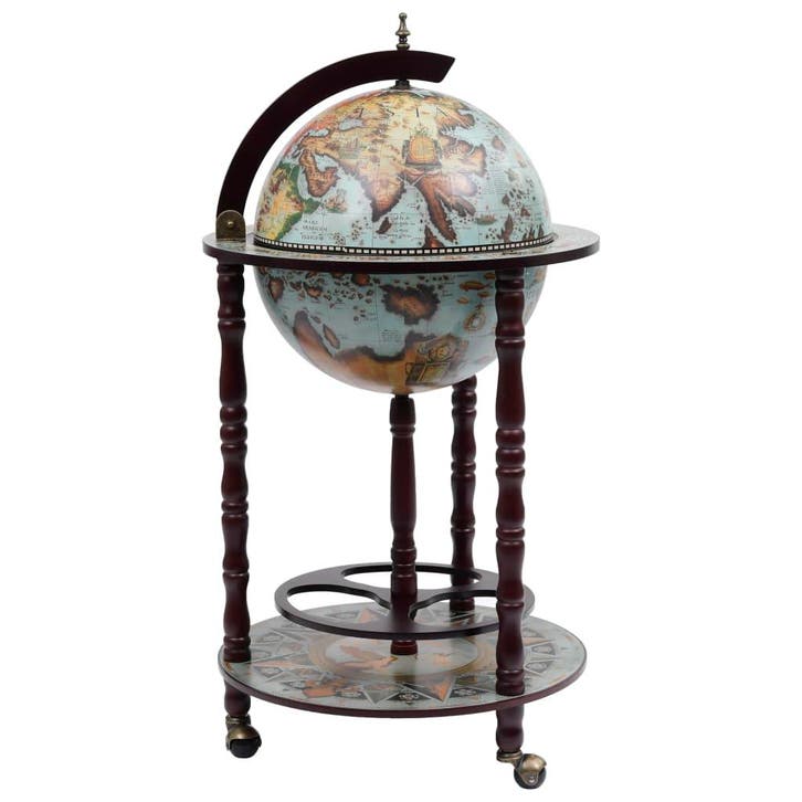 vidaXL Globebar eucalyptushout blauw, Huis en Inrichting, Woonaccessoires | Wijnrekken, Nieuw, Verzenden