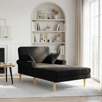 vidaXL Chaise longue Zwart Stof, Verzenden