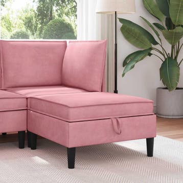 vidaXL Sofa Kruk met Opbergruimte Roze Fluweel, Verzenden