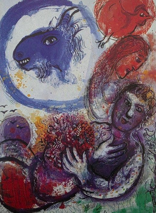 Marc Chagall - License art prints - The blue goat, The, Antiek en Kunst, Kunst | Tekeningen en Fotografie