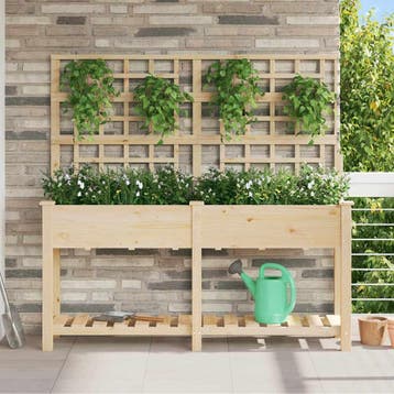 vidaXL Plantenbak Beige 161 x 46 x 152,5 cm Massief, Verzenden, Nieuw