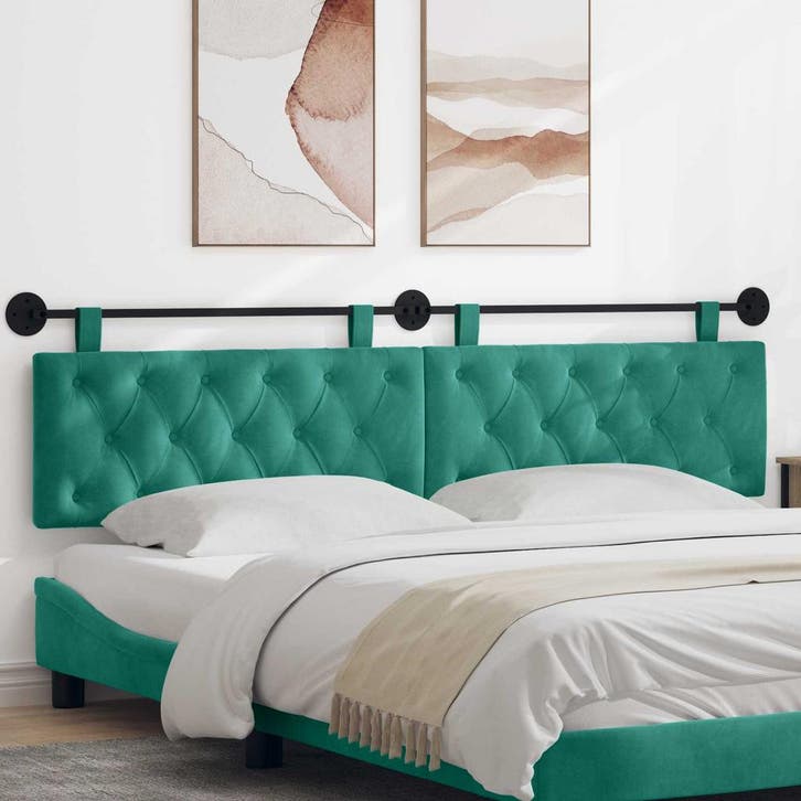 vidaXL Hangend hoofdbord Turquoise Fluweel, Huis en Inrichting, Slaapkamer | Bedden, Nieuw, Verzenden