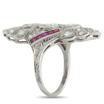Bague Platine, Anneau Art Déco en platine avec diamant de, Bijoux, Sacs & Beauté, Bagues