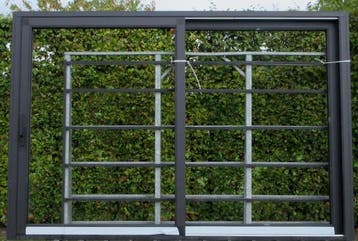 pvc schuifraam , schuifdeur , pui 346 x 237 zwart ral 9005, Doe-het-zelf en Bouw, Kunststof, 225 cm of meer, Nieuw, Ophalen of Verzenden
