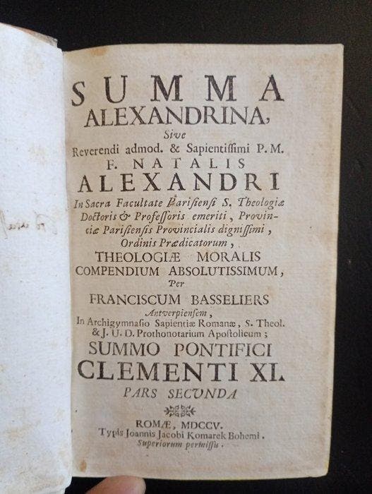 Franciscum Basseliers - Summa Alexandrina - 1705, Antiek en Kunst, Antiek | Boeken en Manuscripten