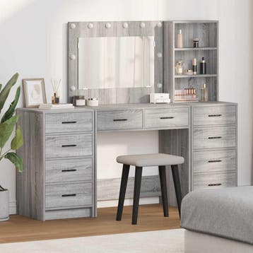 vidaXL Kaptafel 3 st Grijs Sonoma 78,5 x 41 x 135 cm Bewerkt, Huis en Inrichting, Verzenden, Nieuw