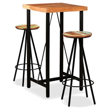 vidaXL 3-delige Barset massief acaciahout en gerecycled hout, Huis en Inrichting, Verzenden, Nieuw