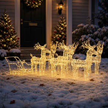 vidaXL Kerstversiering rendieren en slee 320 LEDs acryl, Diversen, Verzenden, Nieuw