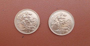 Royaume-Uni. Elizabeth II. Sovereign 1976 (2 coins), Postzegels en Munten, Munten | Europa | Niet-Euromunten