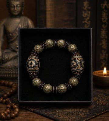 Zeer mooie Tibetaanse Tijgertand-armband - Ultieme