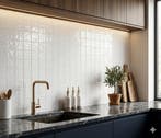 Wandtegel Handvorm Geo Twist Wit Glans 10x10 (Muurtegels), Nieuw, Minder dan 20 cm, 10 m² of meer, Wandtegels