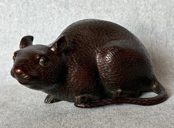 Beeld, Bronzen Rat 17.5 cm (Zonder Minimumprijs) - 10 cm -