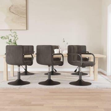 vidaXL Eetkamerstoelen draaibaar 6 st fluweel donkergrijs, Verzenden