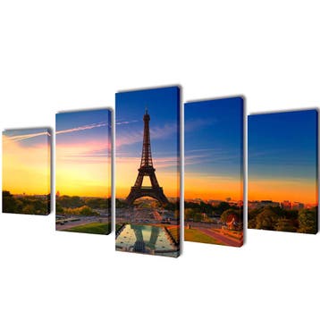 vidaXL Canvas muurdruk set Eiffel toren 200 x 100 cm, Collections, Posters & Affiches, Verzenden