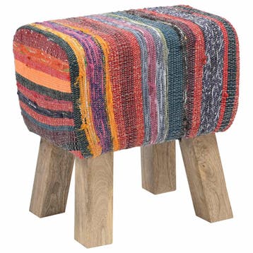vidaXL Bank 40 x 30 x 45 cm Echt Leer Meerkleurig, Verzenden, Nieuw