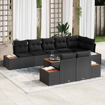 vidaXL Tuinbank Set 8 st 8-Aantal zitplaatsen Zwart, Verzenden, Nieuw