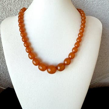 Verzamelobject art-deco-ketting met enorme Baltische amber, Verzamelen