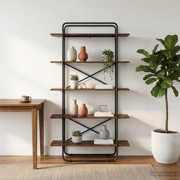 vidaXL Boekenplank 5-laags 100 x 35 x 175,5 cm PB Gerookt, Huis en Inrichting, Verzenden, Nieuw
