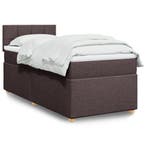 vidaXL Boxspring met matras stof donkerbruin 90x200 cm, Verzenden, Nieuw