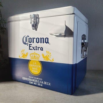 Grote Corona Beer S.A. - Reclamebord - Koelbox - Metaal &