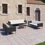 vidaXL 5-delige Loungeset met kussens poly rattan zwart, Verzenden, Nieuw, Loungeset