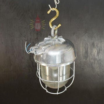 Wandlamp - Messing, Glas - Industrieel kooi-lamp