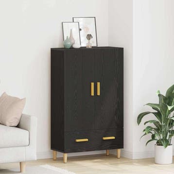 vidaXL Highboard Zwart Eiken 70 x 31 x 115 cm Bewerkt hout, Verzenden, Nieuw