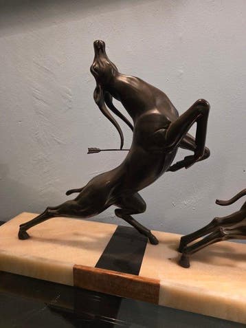 Jacques Limousin - Beeld, Antilopen op de vlucht - 33 cm -
