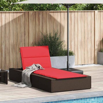 vidaXL Ligbed met zwevend kussen poly rattan bruin, Verzenden