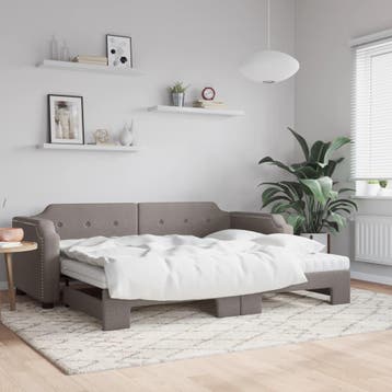 vidaXL Slaapbank met onderschuifbed en matrassen 90x200 cm, Verzenden