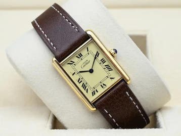 Cartier Tank Ref. 590005 Year 1993 (Box & Papers), Ophalen of Verzenden, Polshorloge