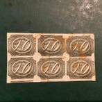 Brazilië 1846 - 10 reis cijfer in ovaal in blok van 6 met, Gestempeld