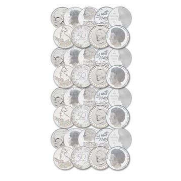 100 zilveren 50 gulden muntstukken