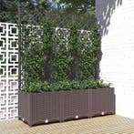 vidaXL Plantenbak met trellis bruin 120x40x136 cm PP, Verzenden, Nieuw