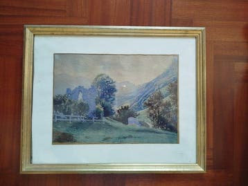 Antoine Gadan (1854-1934) - Paesaggio montano con