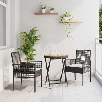 vidaXL Tuin Bistro Set 3 st Zwart poly rattan, Tuin en Terras, Verzenden, Nieuw